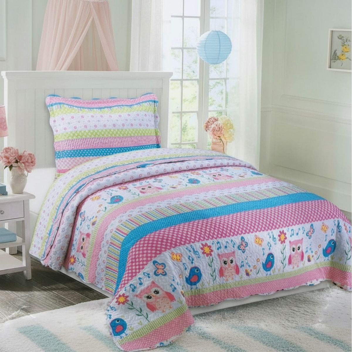 GENERICO - CUBRECAMA QUILT VERANO 1.5 PLAZA DISEÑO BUHITO FEIYA