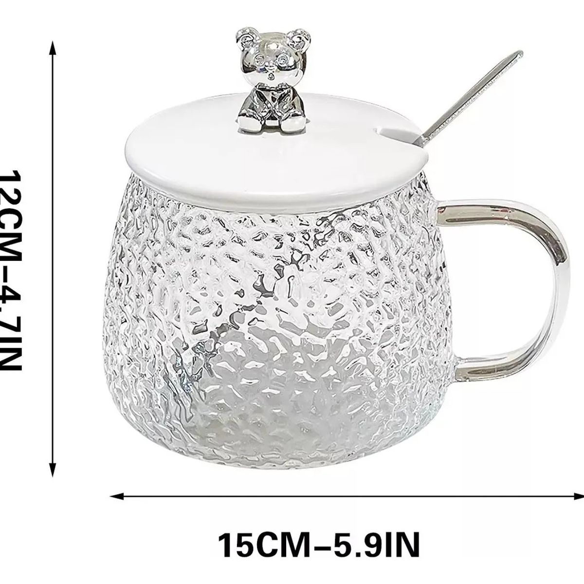 GENERICO - Taza Vasos Para Cafe Taza De Cafe Taza De Vidrio Cuchara Transparente Oso