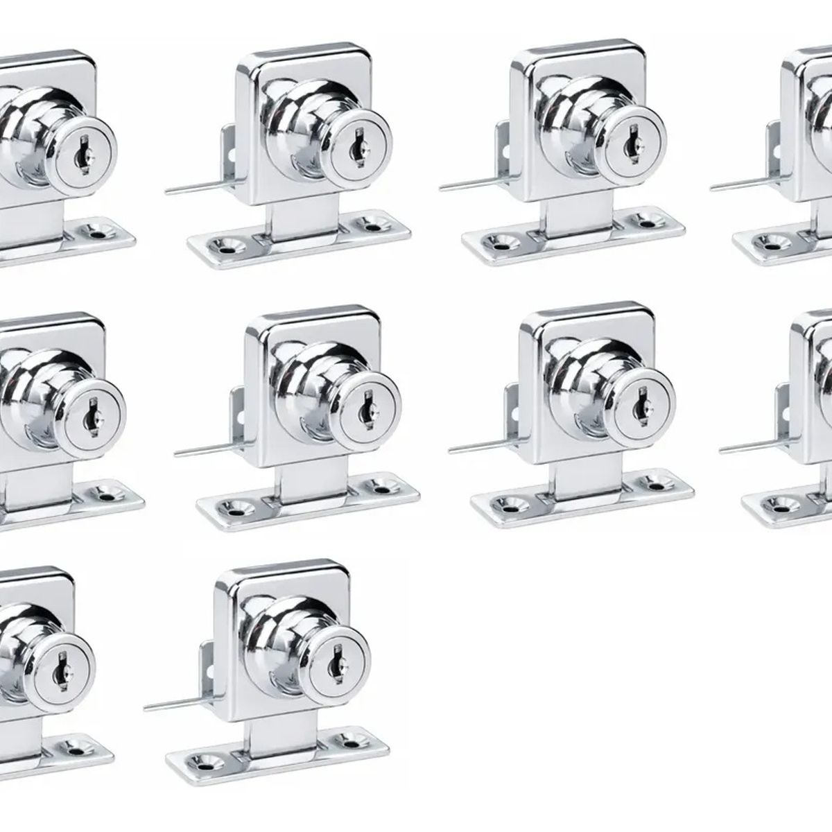 GENERICO - Cerradura Puerta Vidrio Mueble Simple De 3 A 8mm 10Un.