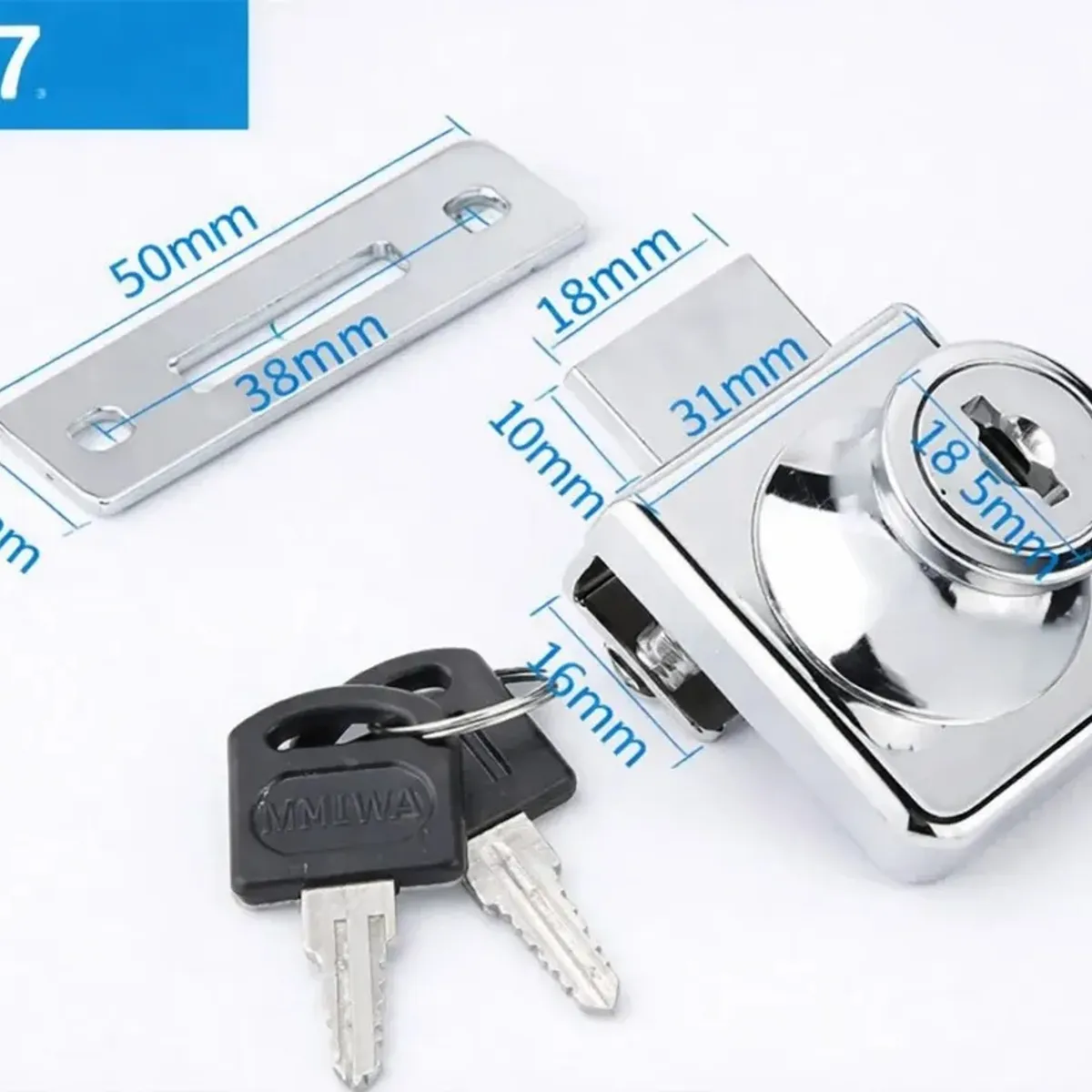 GENERICO - Cerradura Puerta Vidrio Mueble Simple De 3 A 8mm 10Un.