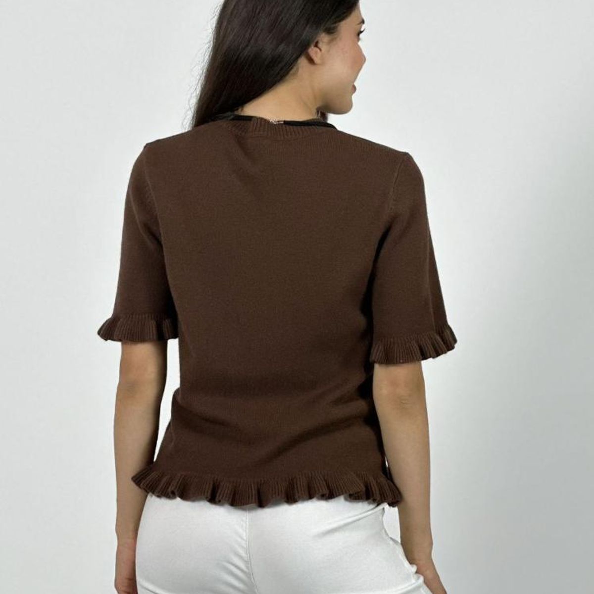 ENIGMATICA BOUTIQUE - Sweater Spandex Manga Corta con Vuelos