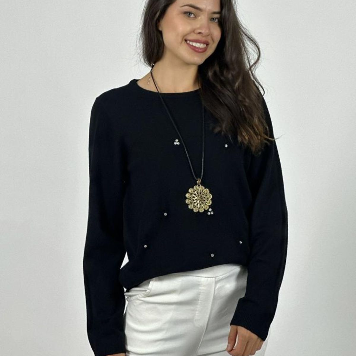 ENIGMATICA BOUTIQUE - Sweater Spandex Flores y Diamantes