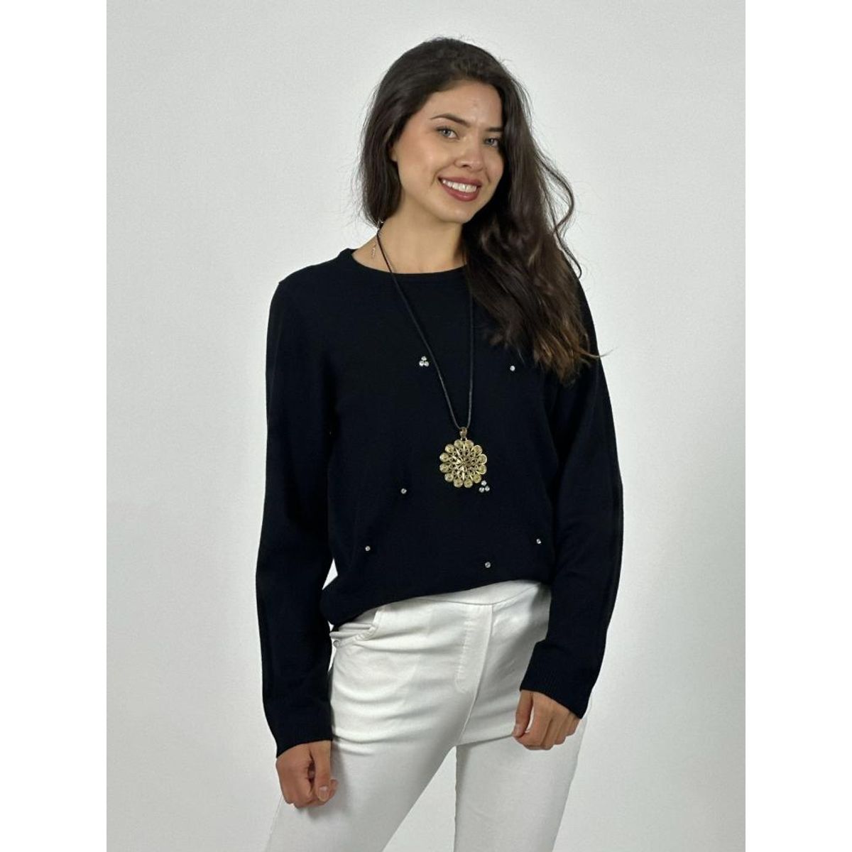 ENIGMATICA BOUTIQUE - Sweater Spandex Flores y Diamantes