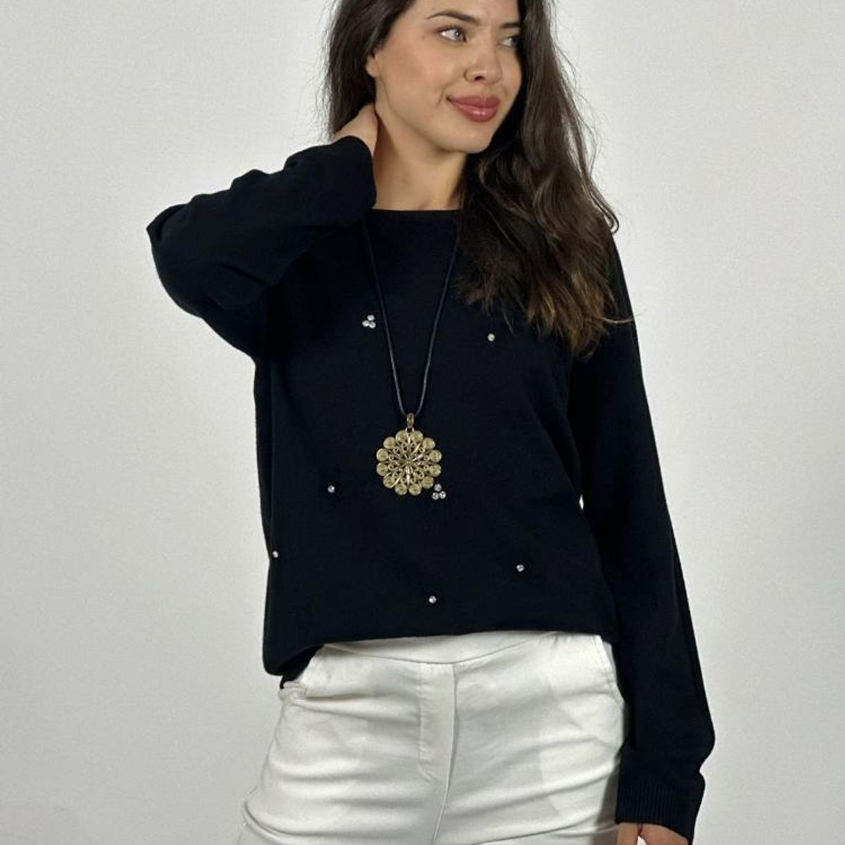 ENIGMATICA BOUTIQUE - Sweater Spandex Flores y Diamantes