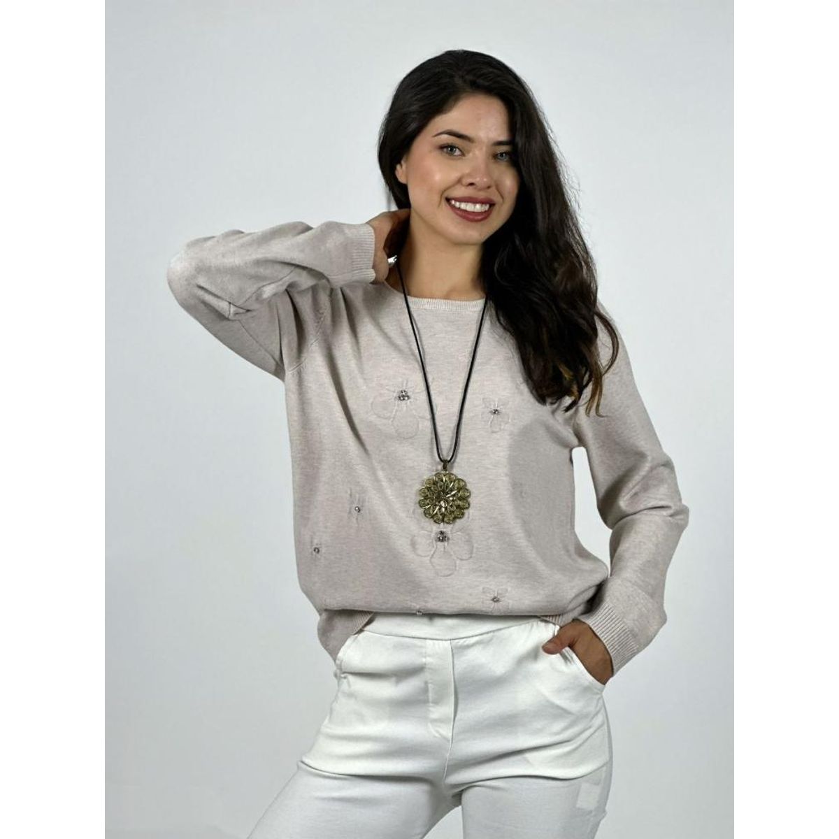ENIGMATICA BOUTIQUE - Sweater Spandex Flores y Diamantes
