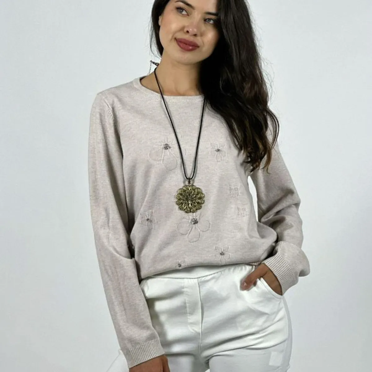 ENIGMATICA BOUTIQUE - Sweater Spandex Flores y Diamantes