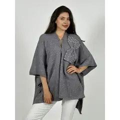 ENIGMATICA BOUTIQUE - Poncho Abotonado Moño con Perlas