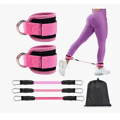 GENERICO - Par Tobilleras Para Polea Negra Enganche Gym Glúteos,6pcs