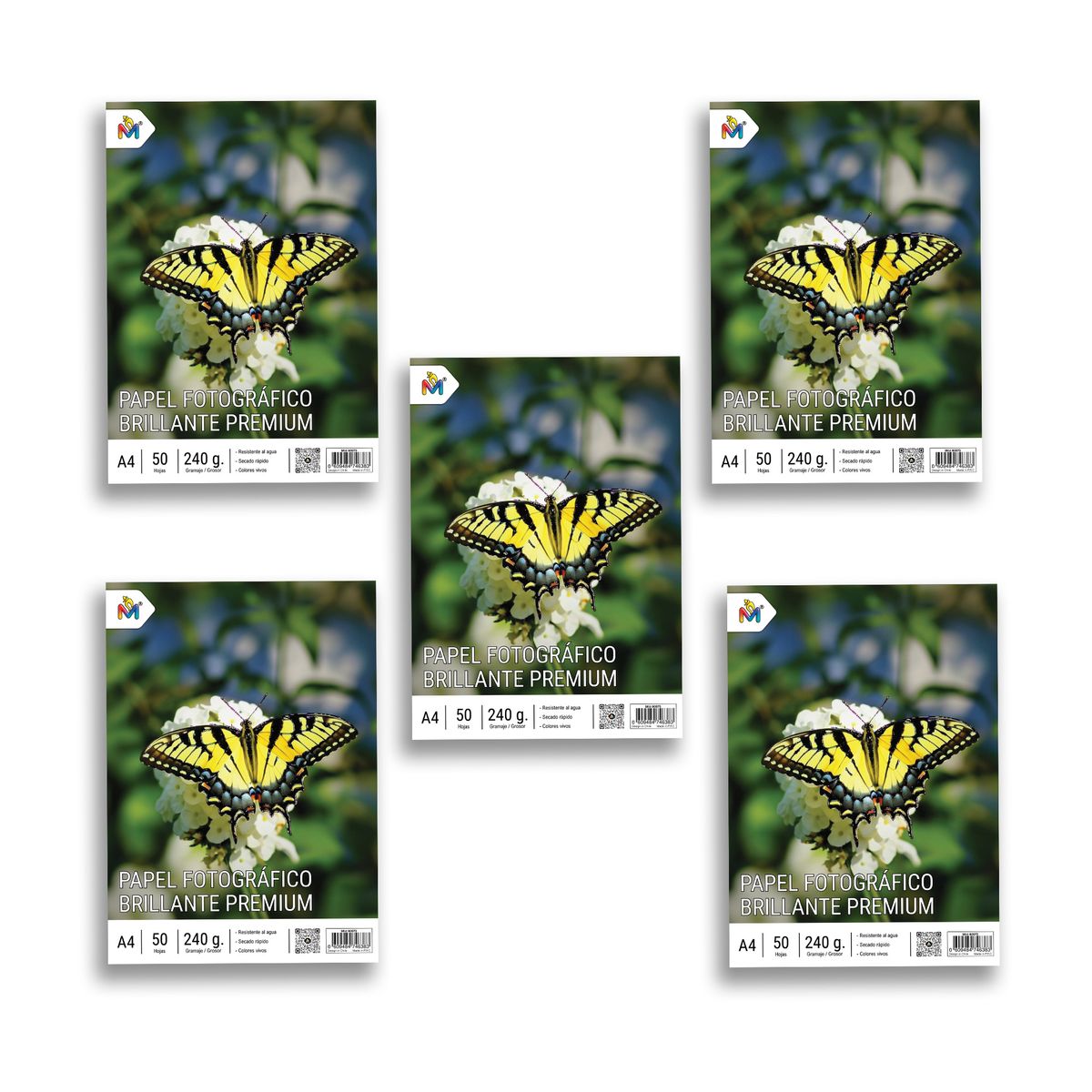 MALIK - Pack x5 Papel Fotográfico A4 230g - 250 Hojas Profesionales