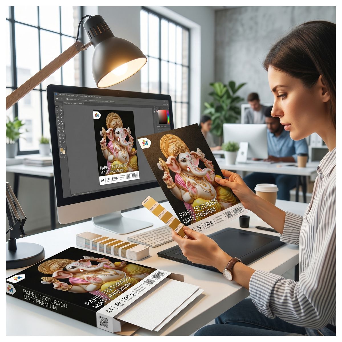 MALIK - Pack x2 Papel de Fibra Textura A4 230g - 100 Hojas Premium