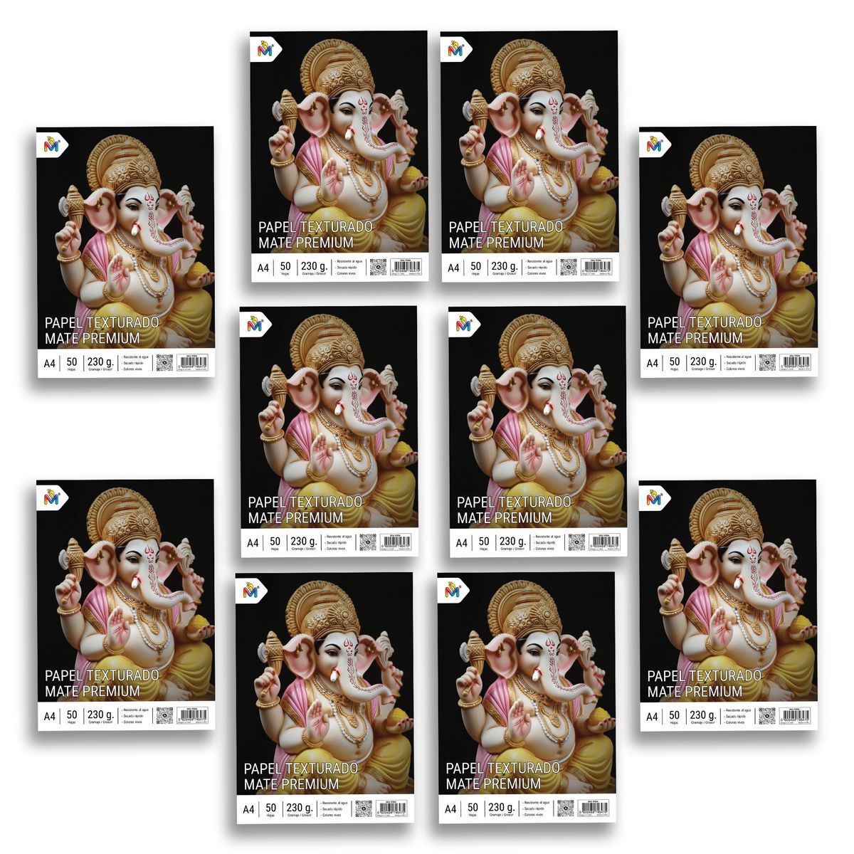 MALIK - Combo 10 Papel Textura Premium A4 230gr - 500 Hojas Inkjet