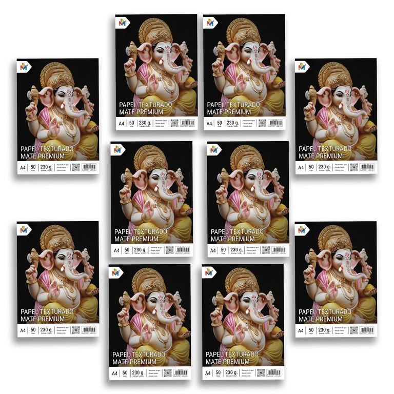 10x Papel Fibra A4 230g Premium - 500 Hojas Artisticas