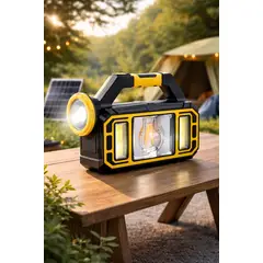 MOVI - Linterna de Emergencia Recargable Solar + Power Bank USB Alta Potencia LED Multifunción