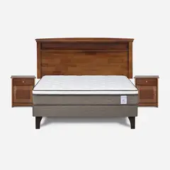 ROSEN - Cama Europea 2 Plazas New Style 6 + Muebles Veneto