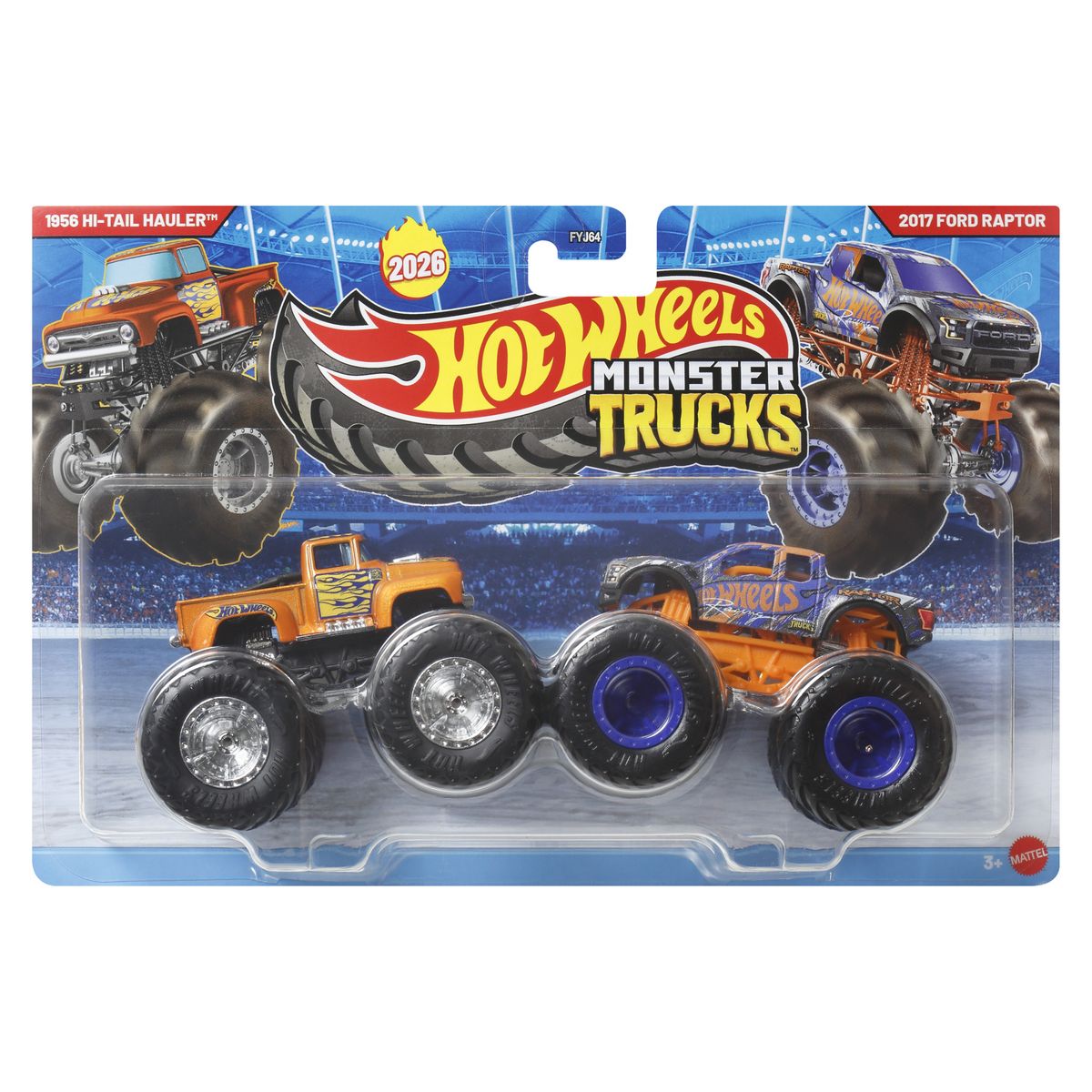 HOT WHEELS - Monster Trucks 1:64- 1956 Hi-Tail Hauler Vs 2017 Ford Raptor