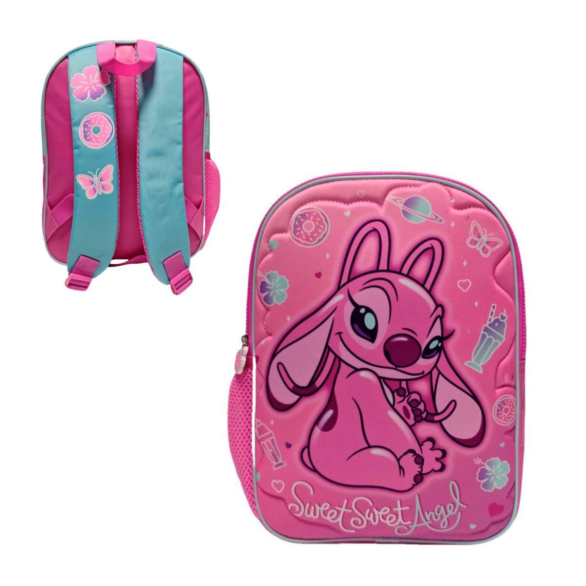DISNEY - Mochila Infantil Soft Quilt Angel 2 Diseños Stitch - Angel