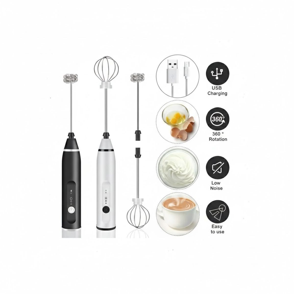 GENERICO - Mini Batidor Revolvedor De Café Espuma Huevo Recargable