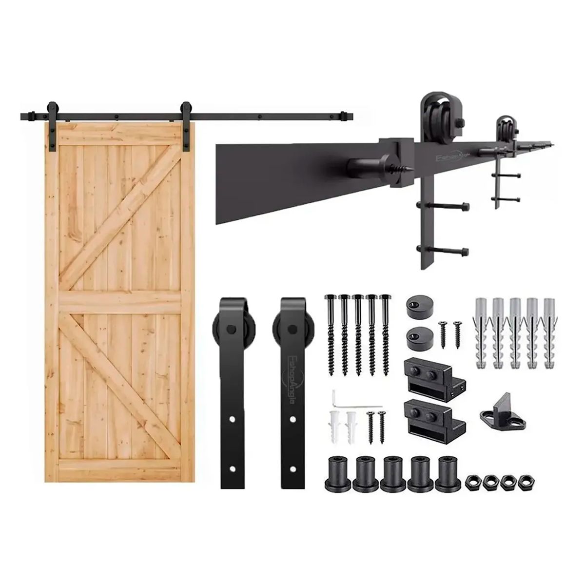 Kit Herraje Riel Para Puerta Corrediza Estilo Granero 2m, marca ESHOPANGIE - Foto Principal