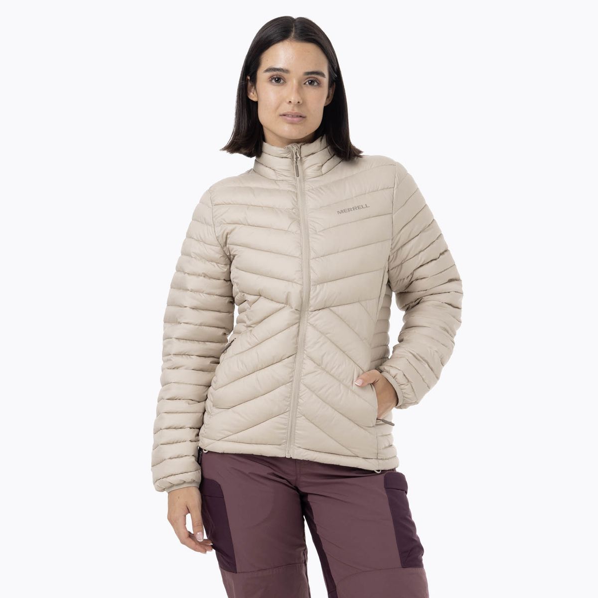 MERRELL - Parka Mujer Full Zipper Beige MERRELL