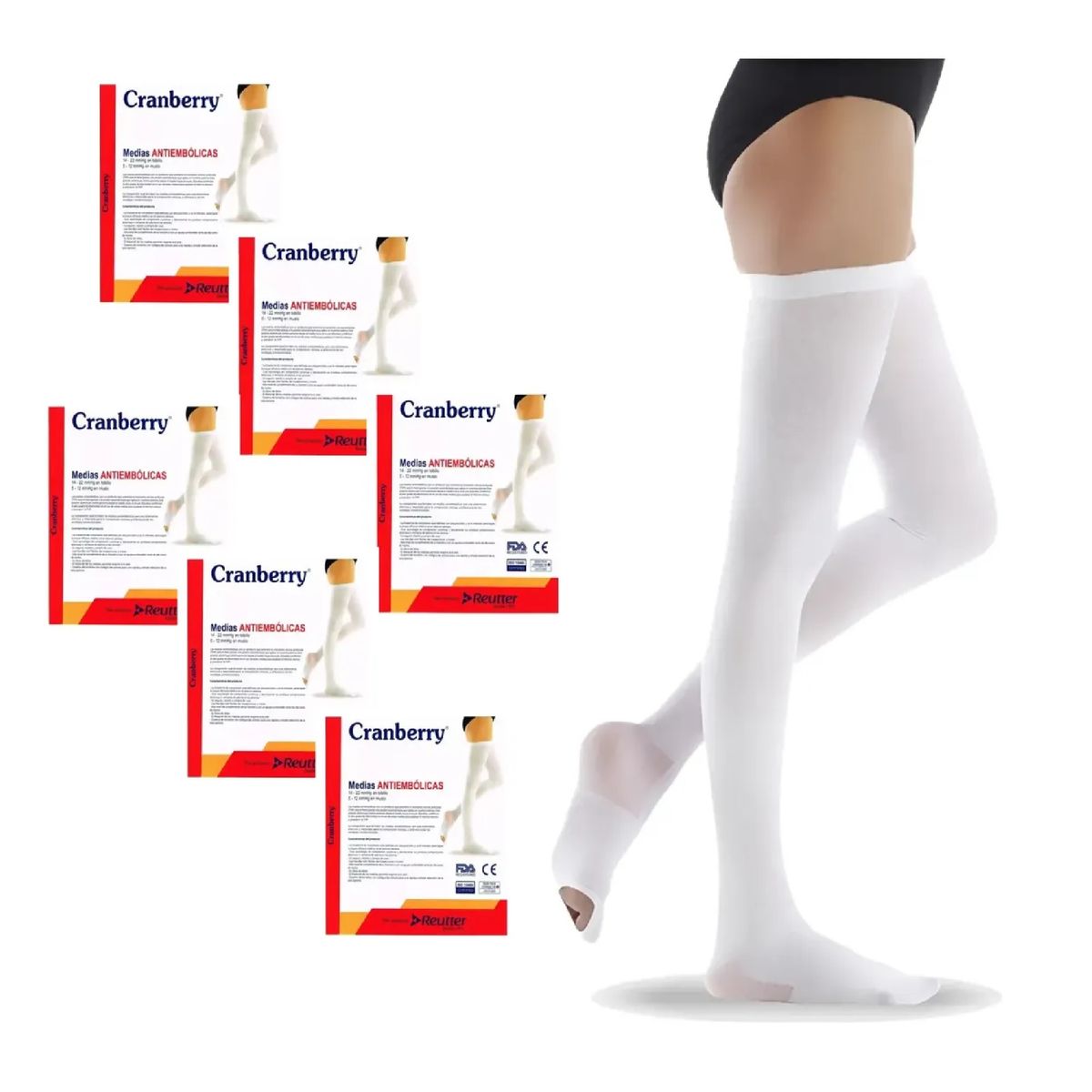 CRANBERRY - Pack X6 Pares Medias De Compresion Antiembolicas Cranberry Talla L
