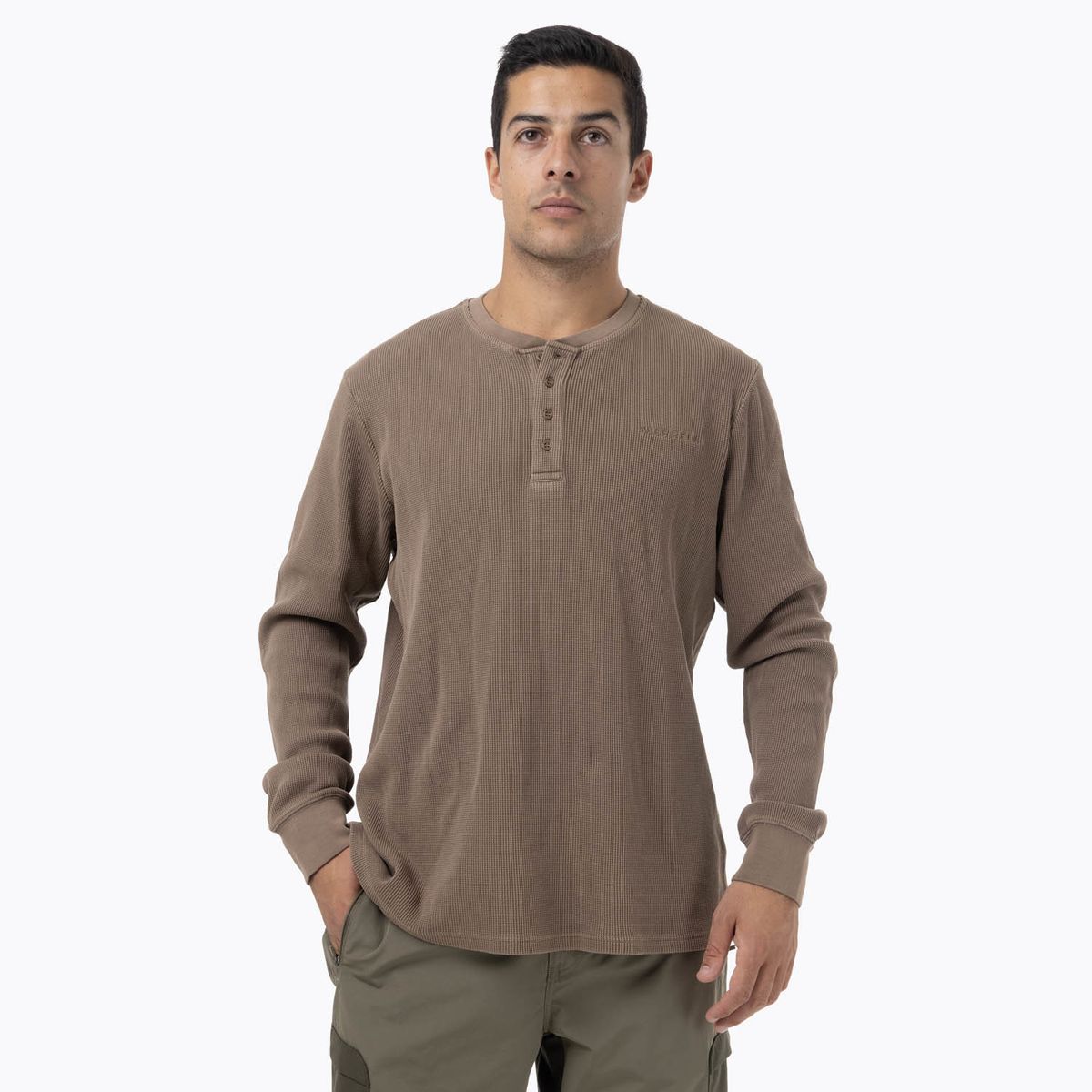MERRELL - Polera Manga Larga Textil Hombre Rapaces Café MERRELL