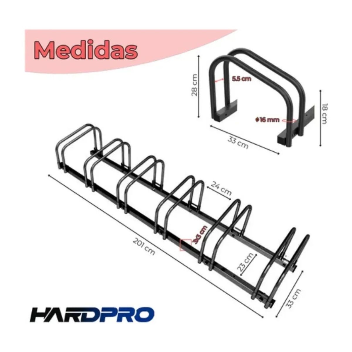 HOMEBRANDT - Bicicletero Estacionamiento Soporte Portabicicletas 6 Plazas Negro