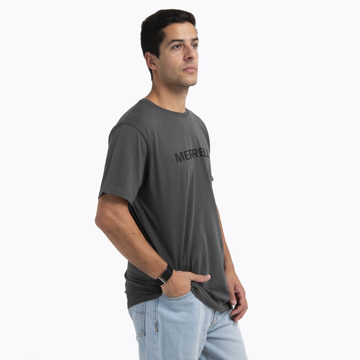 MERRELL - Polera Manga Corta Hombre Logo Tee Gris Oscuro MERRELL