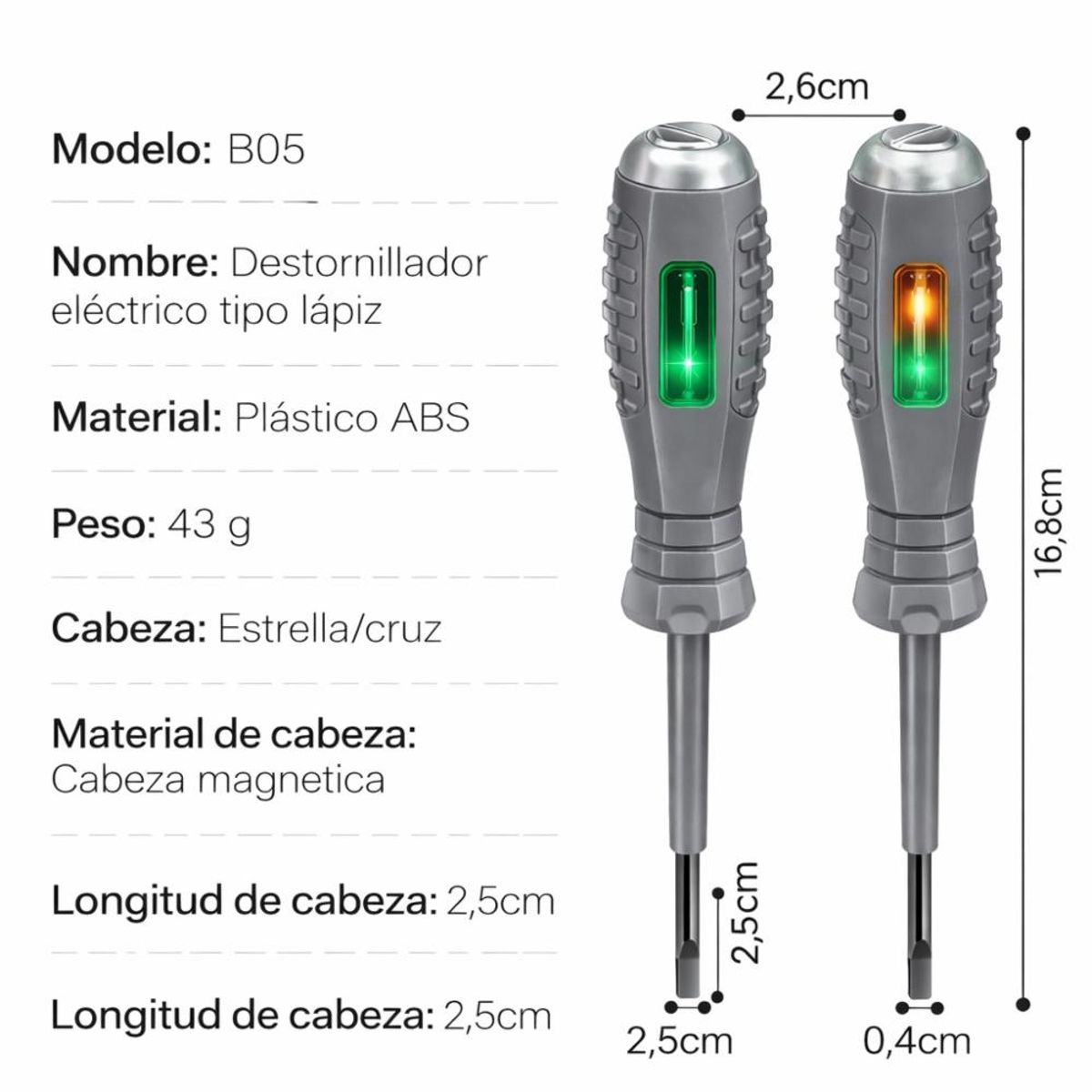GENERICO - Probador de corriente tester panta Magnetica x2