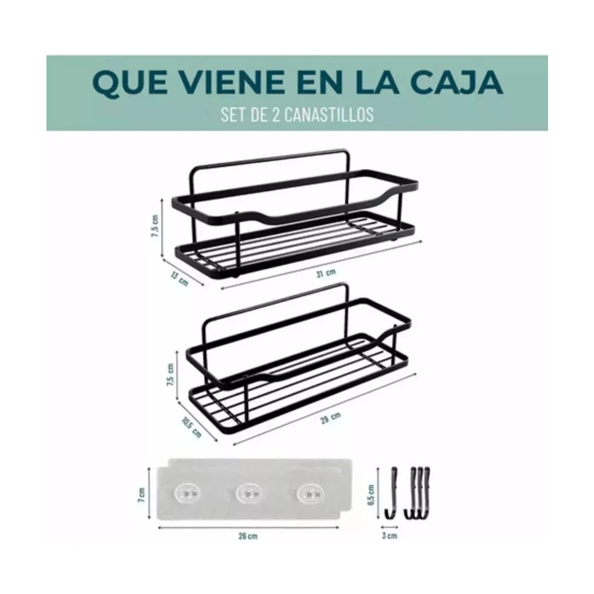 GENERICO - Organizador De Ducha Repisa Baño Adhesivo Set 2 Inoxidable Negro