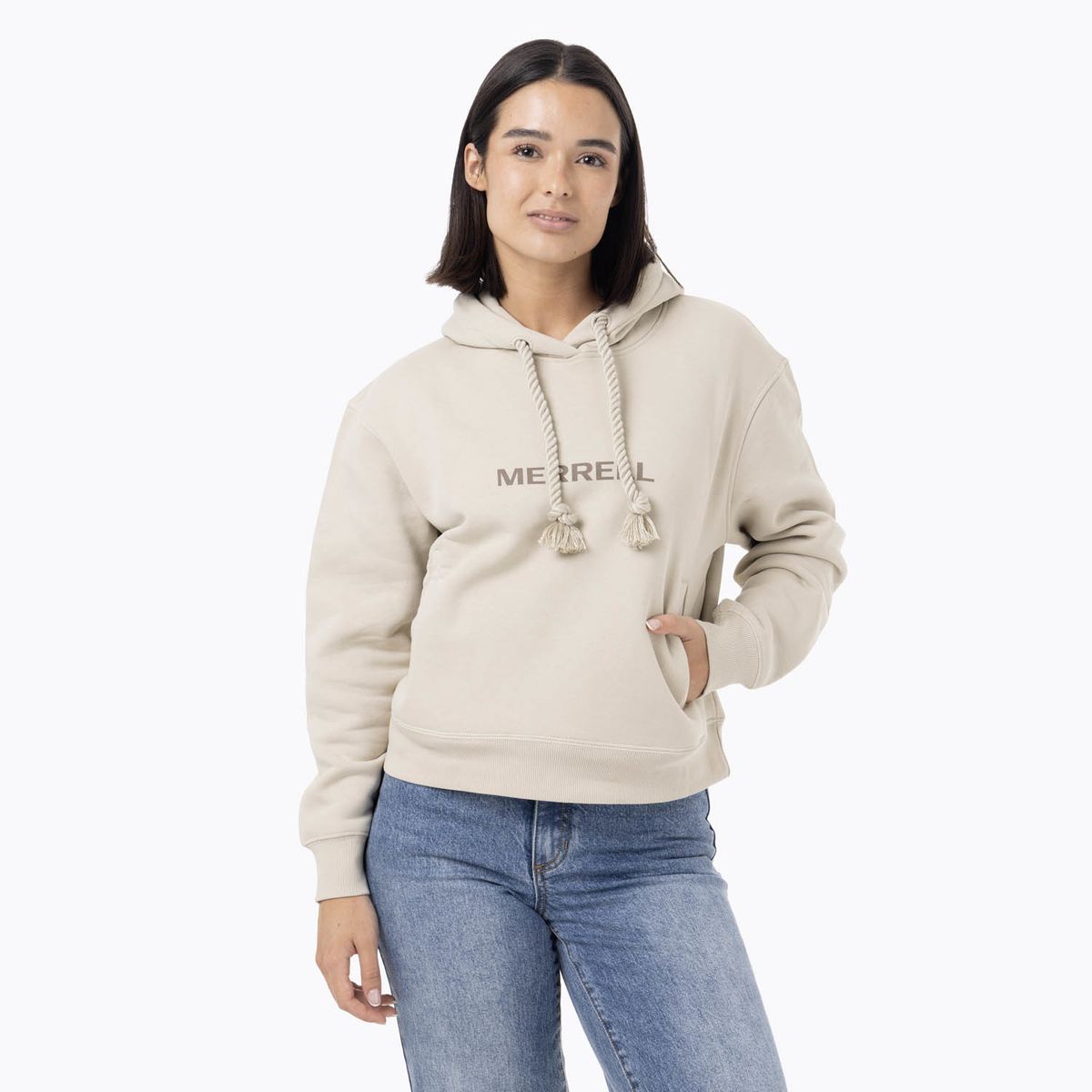 MERRELL - Polerón Mujer Logo Hoodie Beige MERRELL