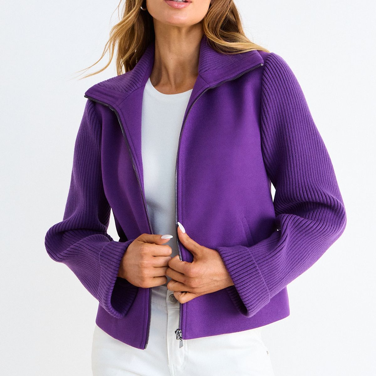 ASH - Casaca Lisa Con Cierre Mujer Morado Ash