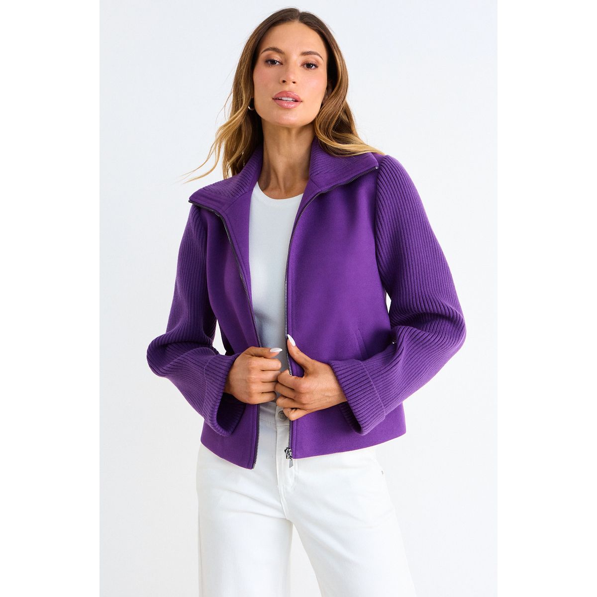 ASH - Casaca Lisa Con Cierre Mujer Morado Ash