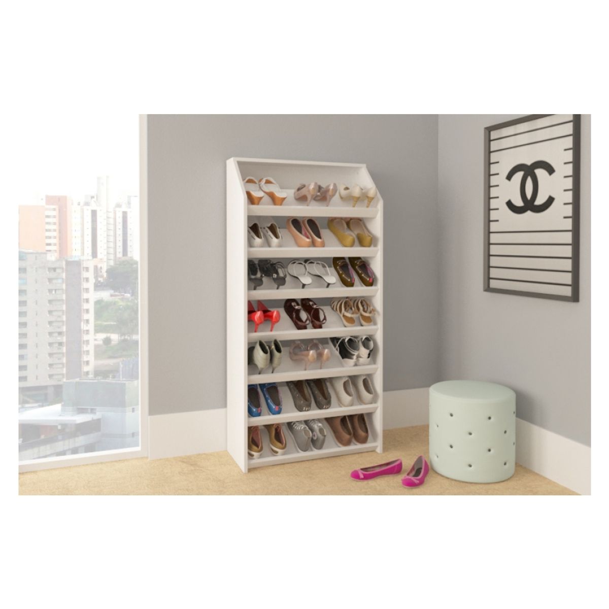 TECNOMOBILI - Zapatero Blanco 138x67x30 cm Tecnomobili