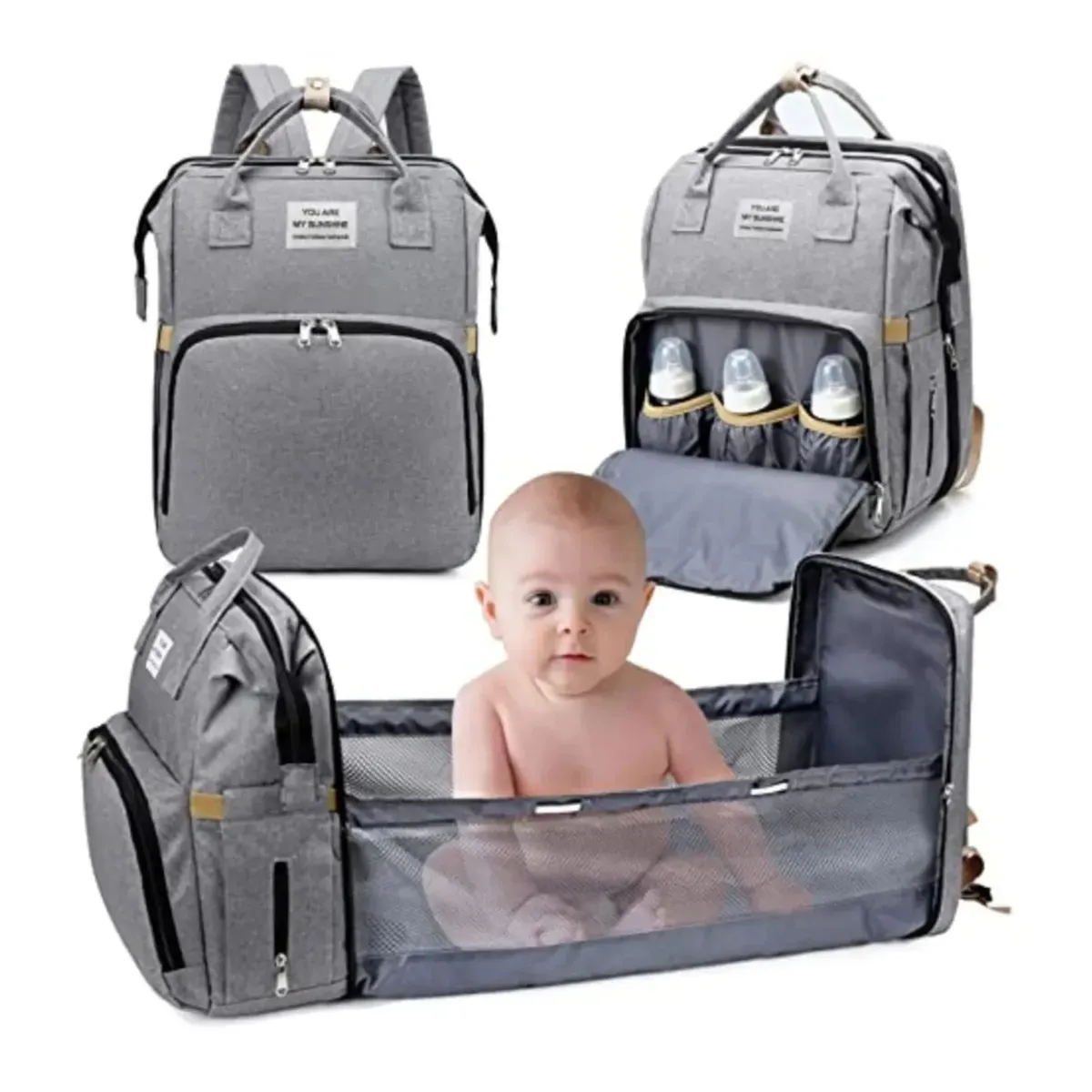 MOVI - MOCHILA NIÑO PAÑALERA,CUNA  Y MUDADOR DE BEBE 3 en 1