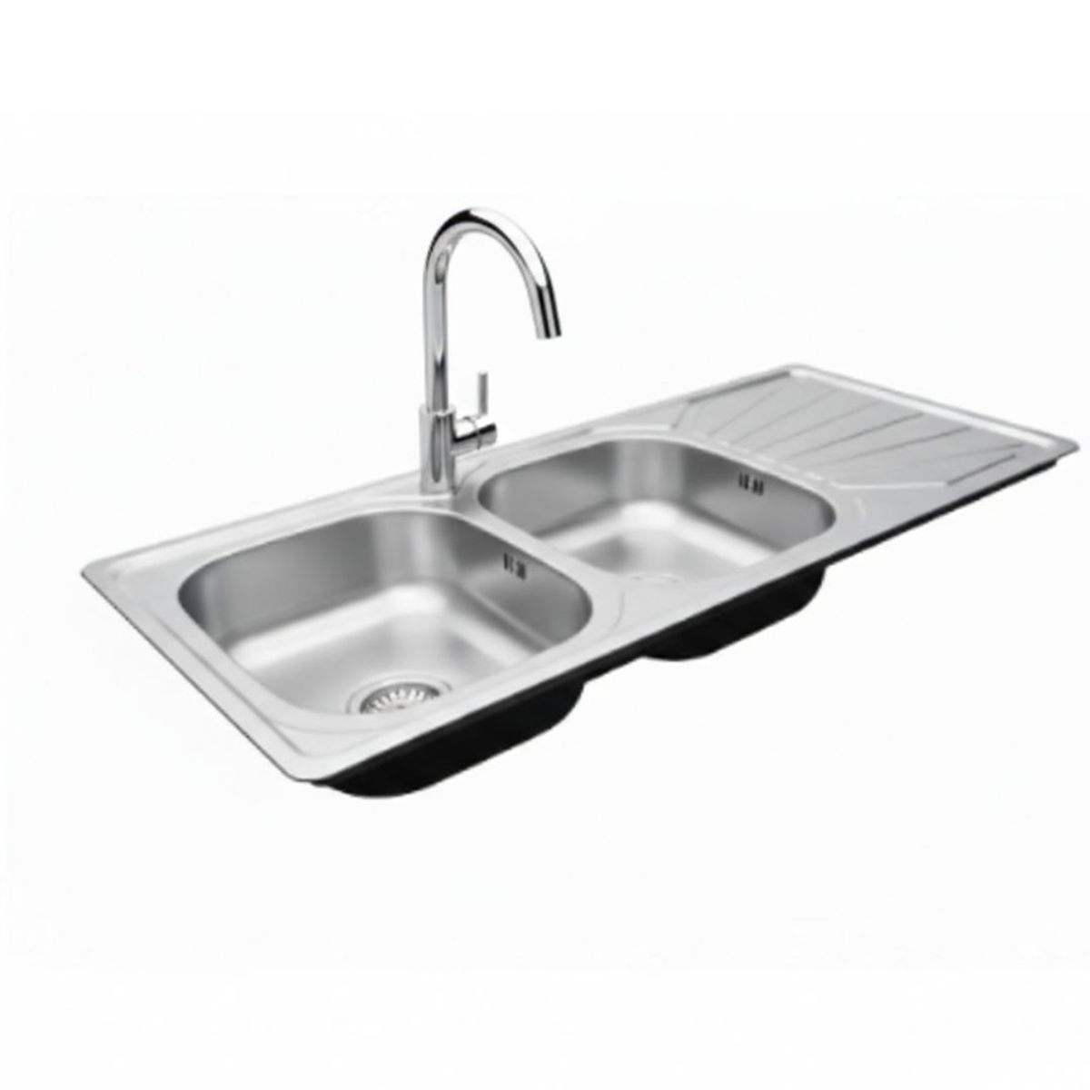 GENERICO - Lavaplatos de Cocina Doble empotrado de Acero Inoxidable con llave (120 x 50 cm)
