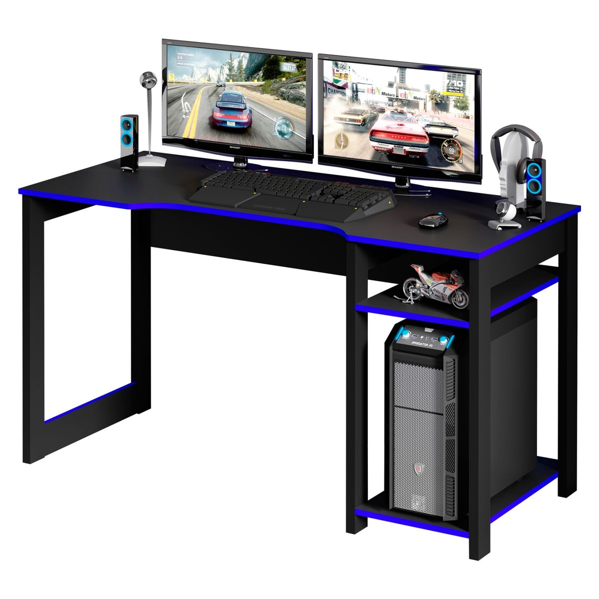 TECNOMOBILI - Escritorio Gamer Me4152 Negro/Azul Tecnomobili