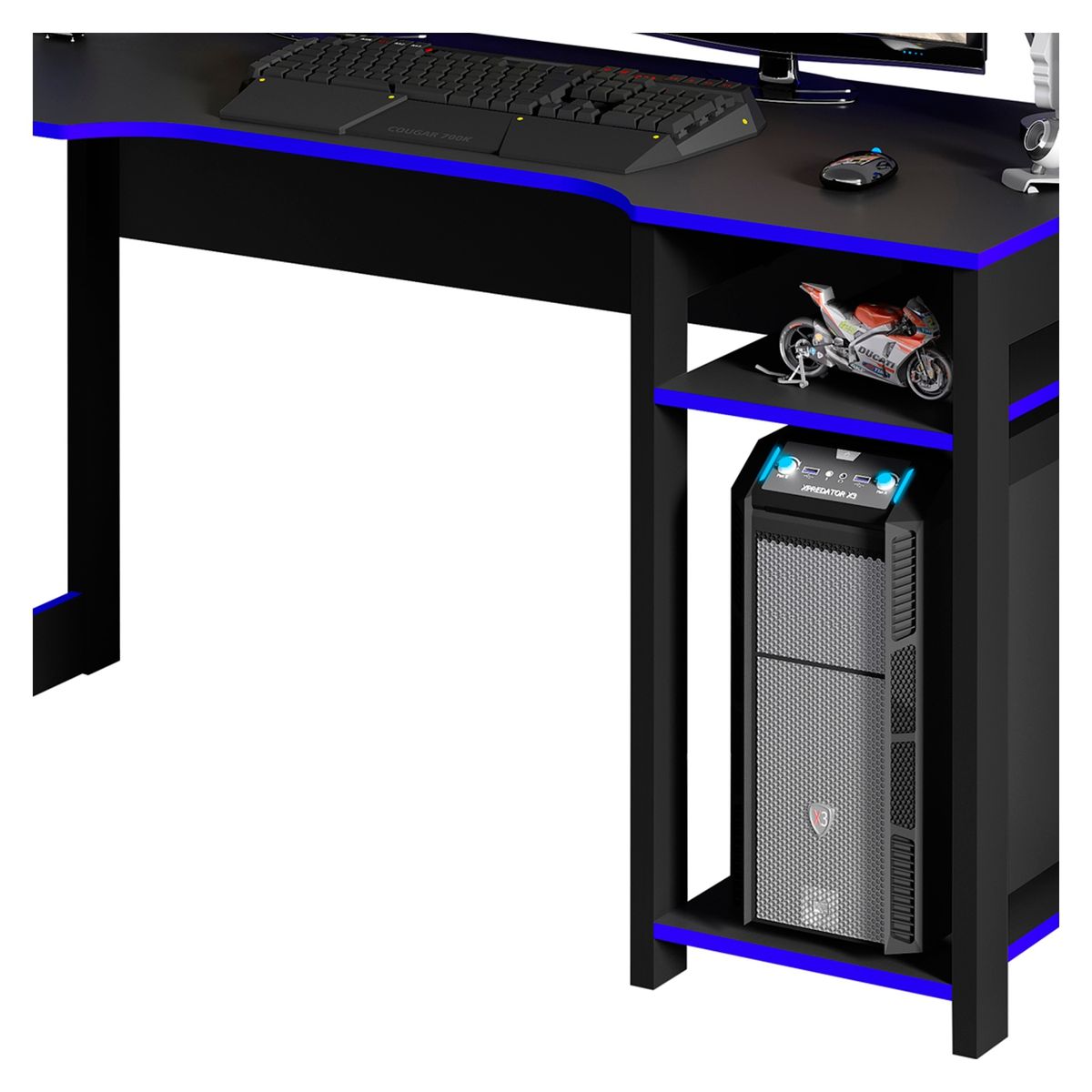 TECNOMOBILI - Escritorio Gamer Me4152 Negro/Azul Tecnomobili