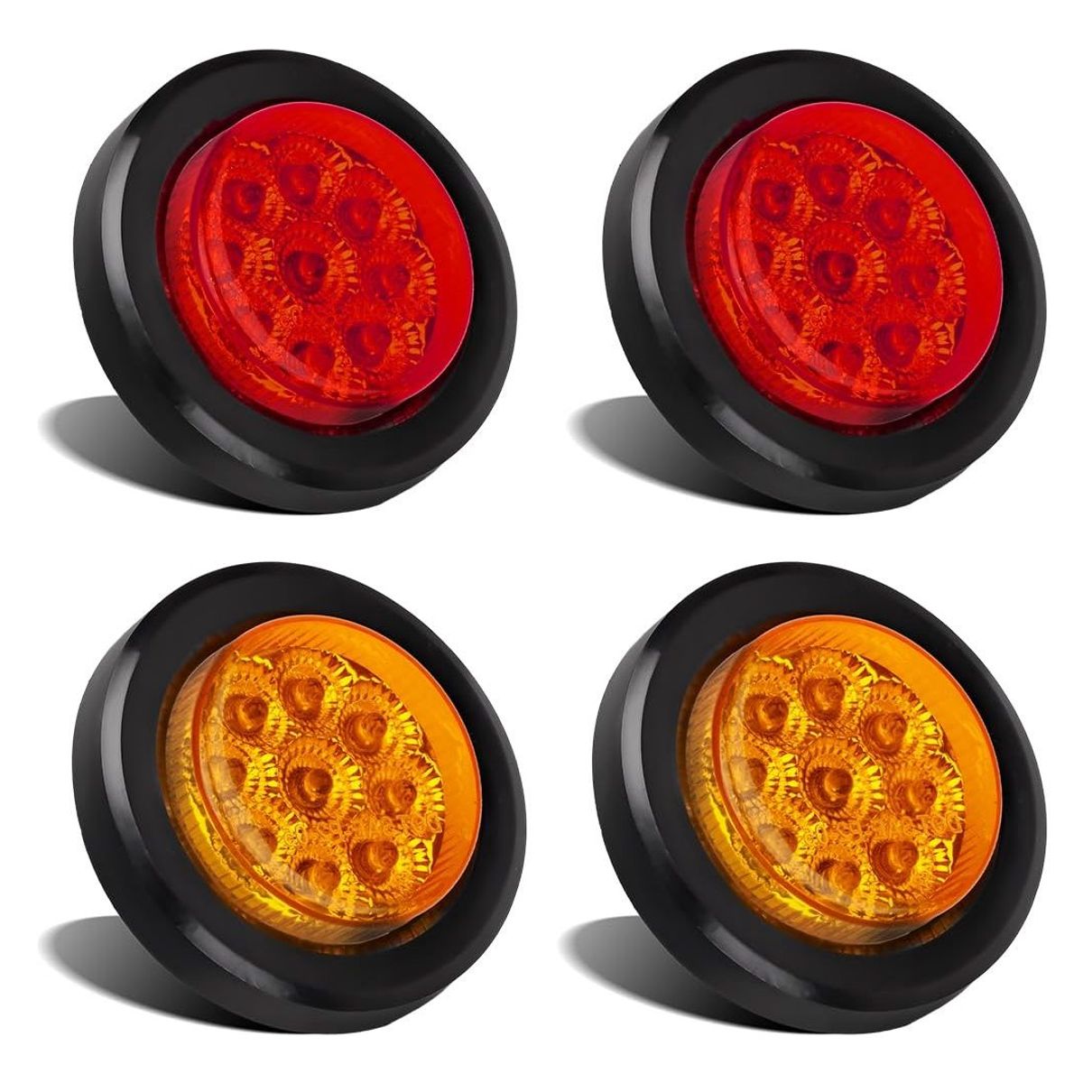 GENERICO - FOCO LED AMARILLO 2 PULGADAS  9 LED BIVOLTAJE RAMPLA REMOLQUE