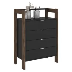 TECNOMOBILI - Mesa Oficina 4Cj Negro/Nogal Az1012