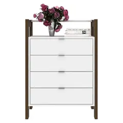 TECNOMOBILI - Mesa Oficina 4 Cajones Blanco/Nogal Az1012