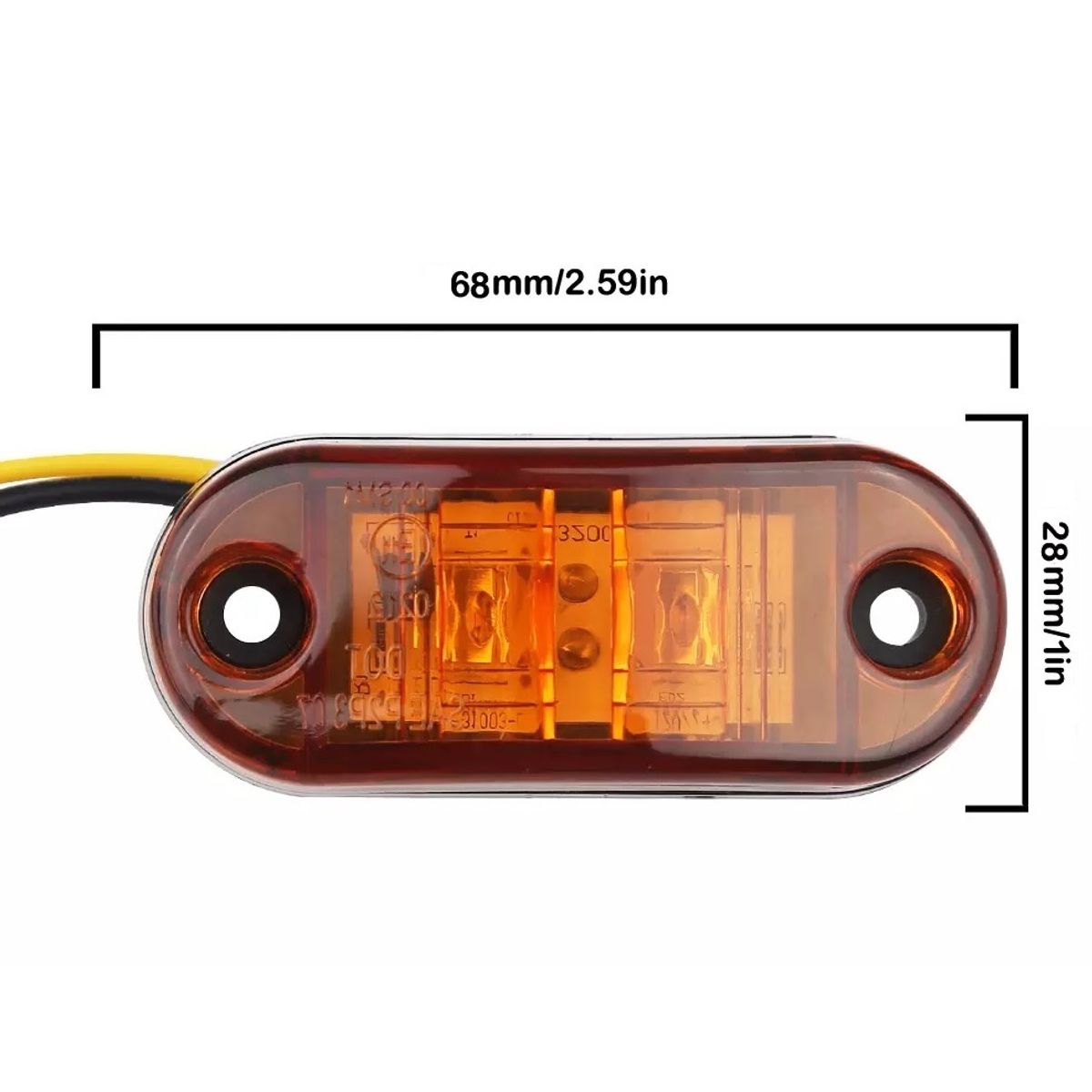 GENERICO - PACK 10 FOCOS AMARILLOS LATERALES 3 LED  RAMPLA REMOLQUE BIVOLT