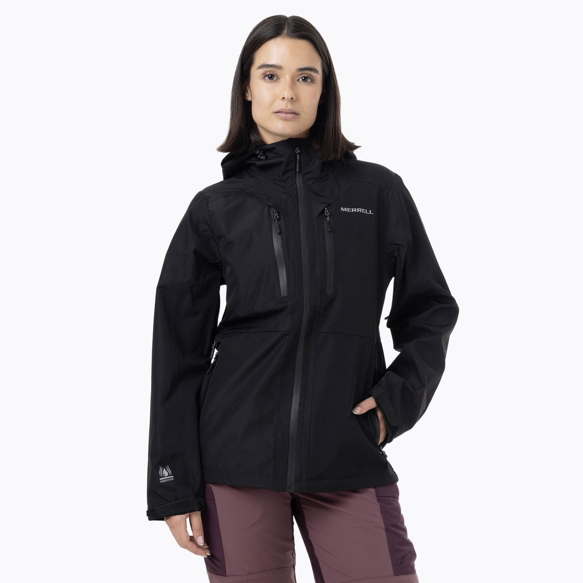 MERRELL - Impermeable Mujer Full Zipper Hardshell Negro MERRELL