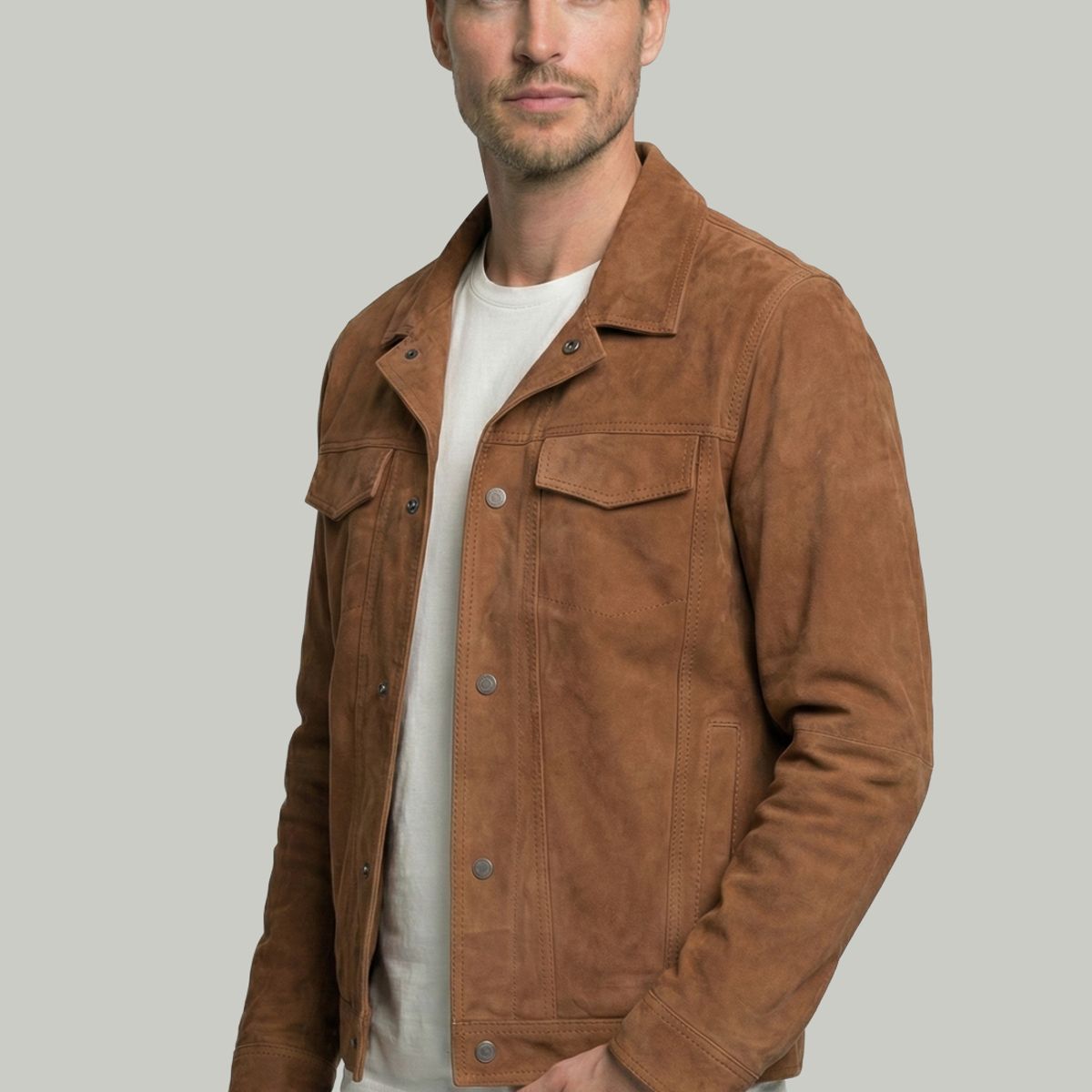 NEW MAN - Chaqueta Suede Monaco Camel New Man