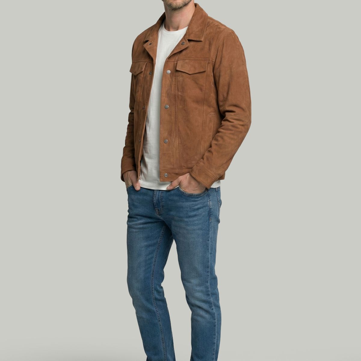 NEW MAN - Chaqueta Suede Monaco Camel New Man