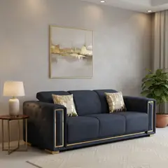 DANIELS - Sofá Elegante 3 Cuerpo Moderno Negro Palermo