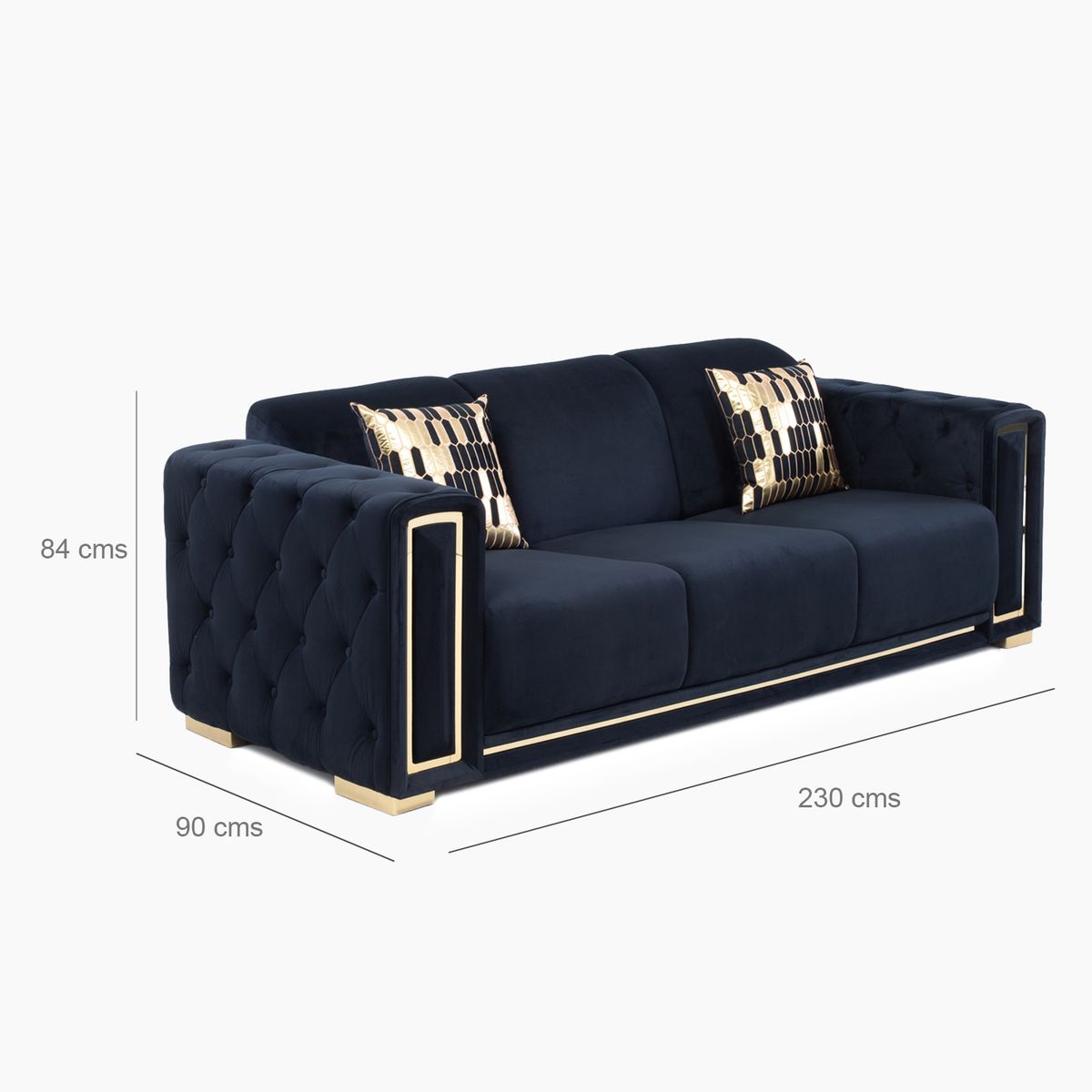 DANIELS - Sofá Elegante 3 Cuerpo Moderno Negro Palermo
