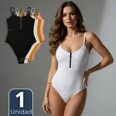 UTILISIMO - Body Con Cierre Delantero Sin Mangas Ligero Sutil Colores Surtidos Mujer