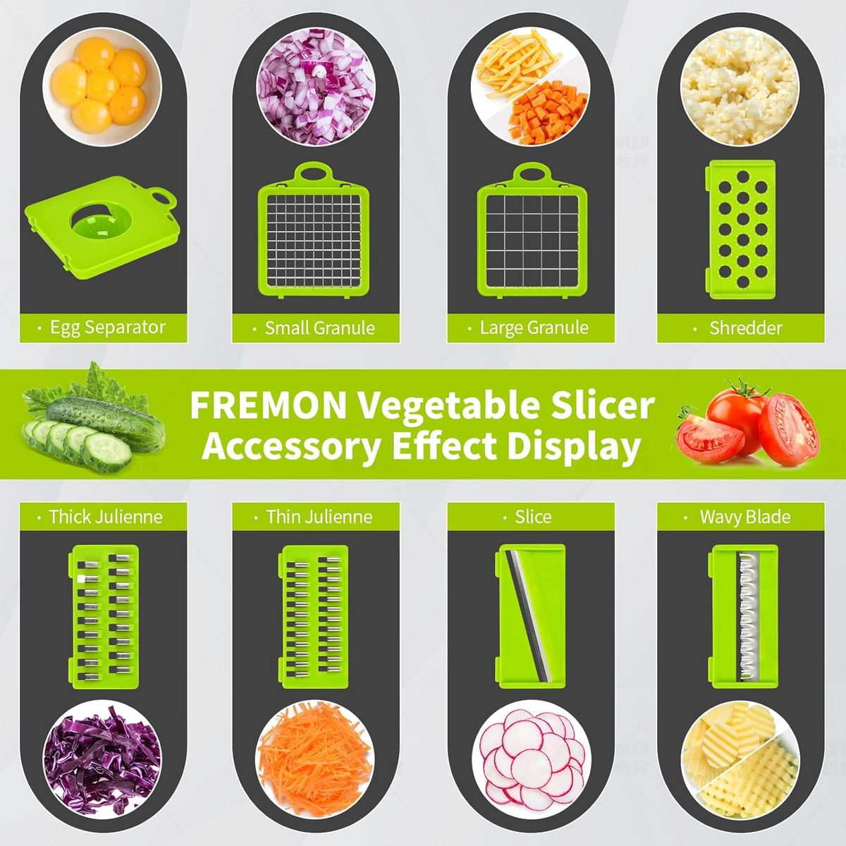 MOVI - Picador de Verduras y Frutas 12 en 1 Multifuncional con Contenedor