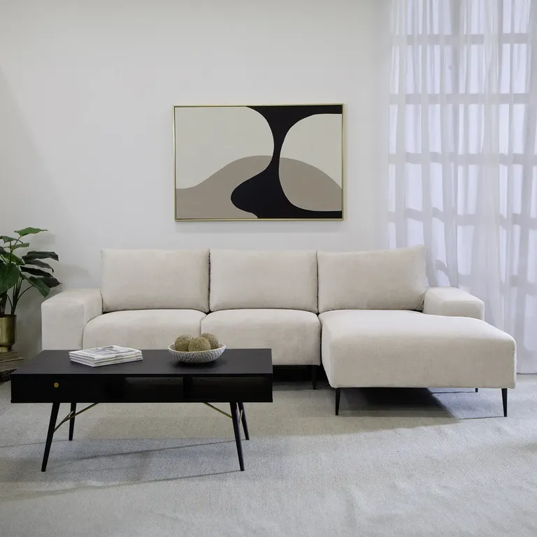 Sofa Seccional Derecho 3 Cuerpos Moderno Beige Castelo ...