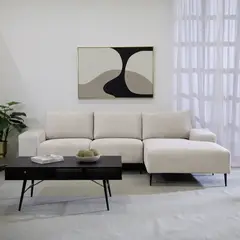 DANIELS - Sofá Seccional Derecho 3 Cuerpos Moderno Beige Castelo